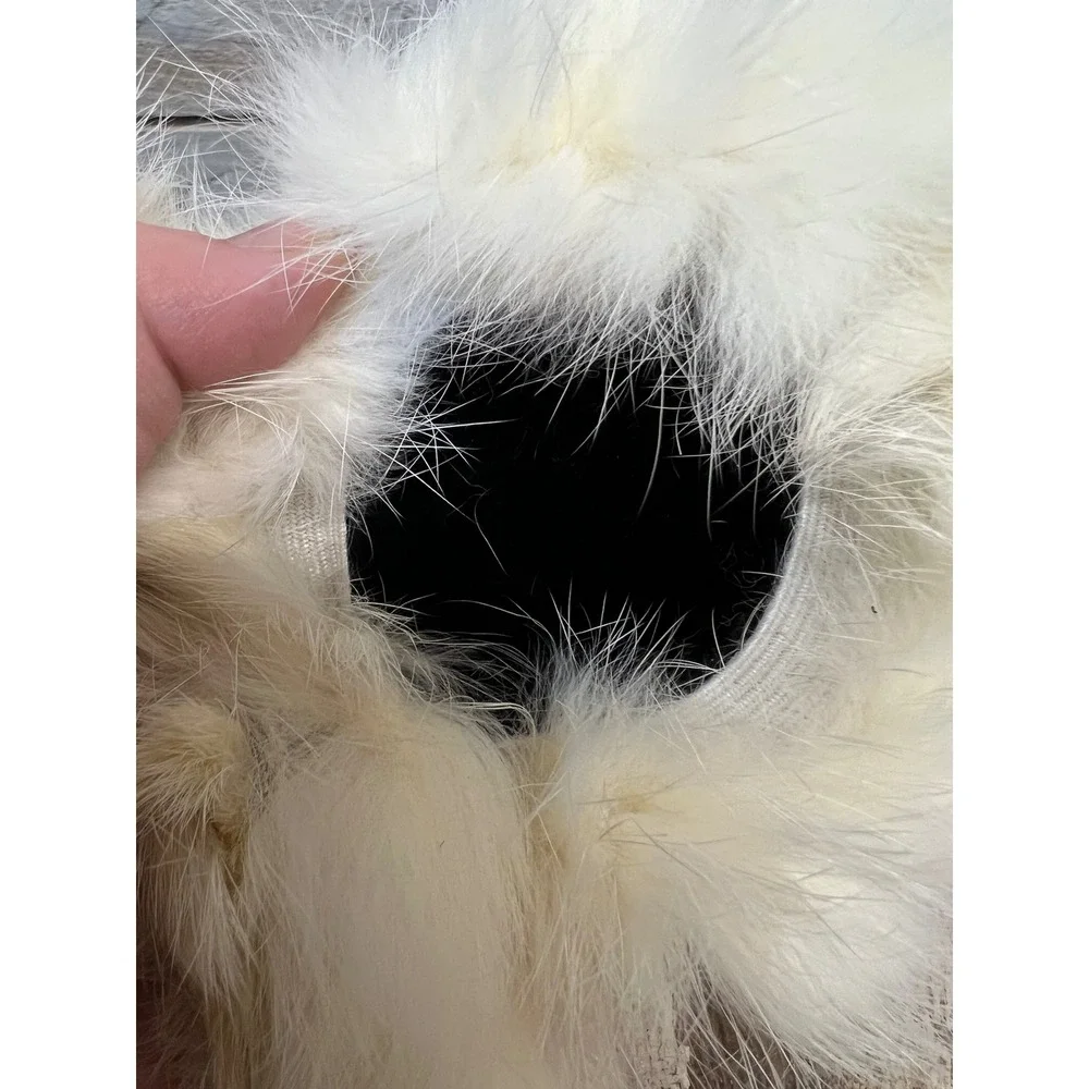 Vintage‎ White Fur Earmuffs Winter Coquette Y2K Soft Plush Ivory - Picture 6 of 8